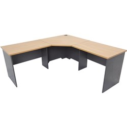 OM CORNER WORKSTATION W1800 x W1800 x D700 x H720mm Beech Charcoal