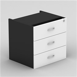 OM FIXED DRAWER PEDESTAL W464 x D400 x H450mm 3 Drawer White Charcoal