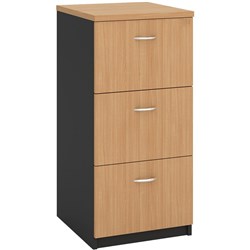 OM FILING CABINET 3 DRAWER W468 x D510 x H990mm Beech Charcoal