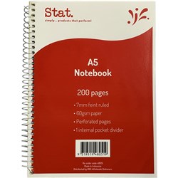 STAT NOTEBOOK A5 8MM RULED 60Gsm Red 200 Pages