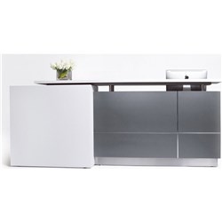 CALVIN RECEPTION COUNTER W 3200 x D 950 x H 1150mm Metallic Grey/Matte White