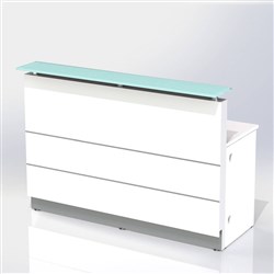 POLARIS RECEPTION COUNTER W 1500 x D 805 X H 1120mm Gloss White