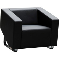 CUBE LOUNGE W 860 x H 880 x D 720mm Black Leather