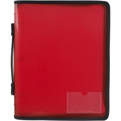 Marbig Zipper Binder A4 3 O Ring 25mm Zip Closure Red