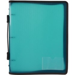 Marbig Zipper Binder A4 3 O Ring 25mm Zip Closure Teal
