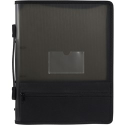 Marbig Zipper Binder A4 2 O Ring 25mm Zip Closure Smoke