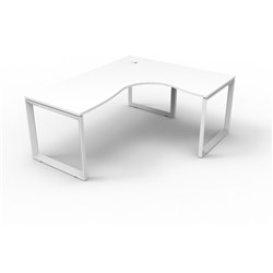 Deluxe Loop Corner Desk 1800Wx1500Wx750D White Top White Frame