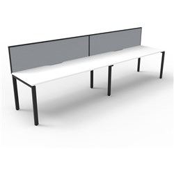 Deluxe Profile Workstation 2 Person With Screen 1200Wx750D White Top Black Single Frame