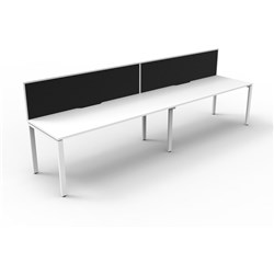 Deluxe Profile Workstation 2 Person With Screen 1200Wx750D White Top White Single Frame
