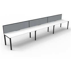 Deluxe Profile Workstation 3 Person With Screen 1500Wx750D White Top Black Single Frame