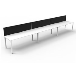 Deluxe Profile Workstation 3 Person With Screen 1500Wx750D White Top White Single Frame