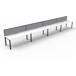 Deluxe Profile Workstation 4 Person With Screen 1200Wx750D White Top Black Single Frame