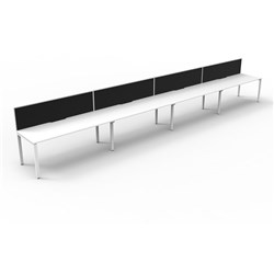 Deluxe Profile Workstation 4 Person With Screen 1200Wx750D White Top White Single Frame