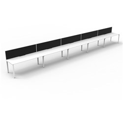 Deluxe Profile Workstation 5 Person With Screen 1200Wx750D White Top White Single Frame