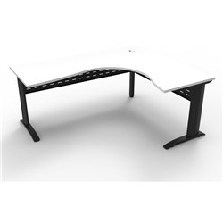 RAPID SPAN CORNER WORKSTATION 1800W x 1200W x 700D x 730mmH NW with Black Frame