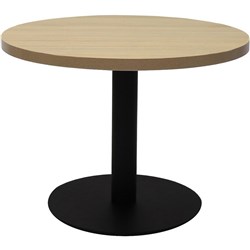 RAPIDLINE CIRCULAR COFFEE TABLE 600mm Dia Flat Disc Base Natural Oak with Black