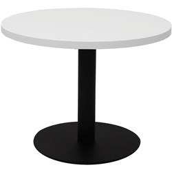 RAPIDLINE CIRCULAR COFFEE TABLE 600mm Dia Flat Disc Base Natural White with Black