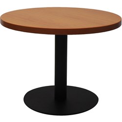 RAPIDLINE CIRCULAR COFFEE TABLE 600mm Dia Flat Disc Base Cherry with Black