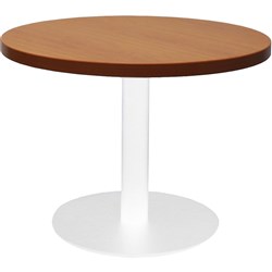 RAPIDLINE CIRCULAR COFFEE TABLE 600mm Dia Flat Disc Base Cherry with White Satin