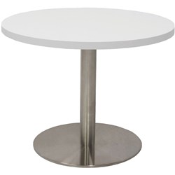 RAPIDLINE CIRCULAR COFFEE TABLE 600mm Dia Flat Disc Base Natural White Stainless Steel
