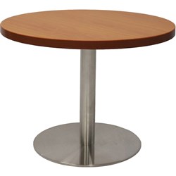 RAPIDLINE CIRCULAR COFFEE TABLE 600mm Dia Flat Disc Base Cherry Stainless Steel
