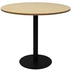 RAPIDLINE CIRCULAR MEETING TABLE 900mm Dia Disc Base Natural Oak with Black