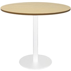 RAPIDLINE CIRCULAR MEETING TABLE 900mm Dia Disc Base Natural Oak with White Satin