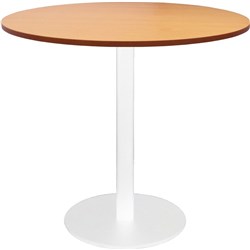 RAPIDLINE CIRCULAR MEETING TABLE 900mm Dia Disc Base Beech with White Satin