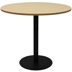 RAPIDLINE CIRCULAR MEETING TABLE 600mm Dia DISC BASE Natural Oak with Black