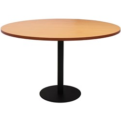 RAPIDLINE CIRCULAR MEETING TABLE 600mm Dia DISC BASE Beech with Black