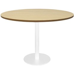 RAPIDLINE CIRCULAR MEETING TABLE 600mm Dia DISC BASE Natural Oak White Satin