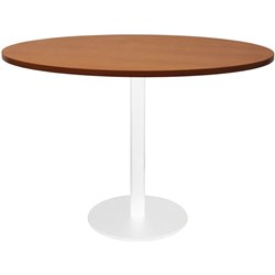 RAPIDLINE CIRCULAR MEETING TABLE 600mm Dia DISC BASE Cherry with White Satin