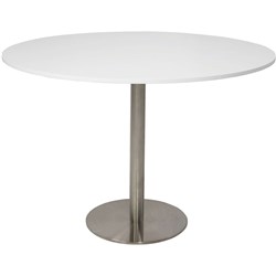 RAPIDLINE CIRCULAR MEETING TABLE 600mm Dia DISC BASE Natural White Stainless Steel