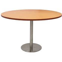 RAPIDLINE CIRCULAR MEETING TABLE 600mm Dia DISC BASE Beech Stainless Steel
