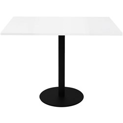 Rapidline Sq Top Table 900x900 White with Black Circular Base