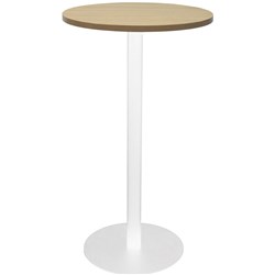 RAPIDLINE CIRCULAR DRY BAR TABLE 600mm Dia DISC BASE Natural Oak White Satin