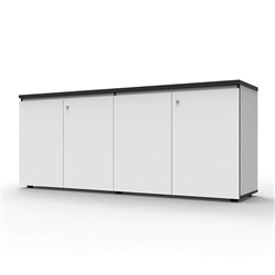 DELUXE INFINITY SWING DOOR CUPBOARD 1800Wx450Dx730mmH Natural White with Black