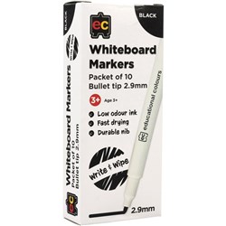 Whiteboard Marker Thin Black EC Pack10