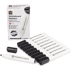 EC Whiteboard Marker Pack 10 Thick BLACK 4.4mm Bullet Tip