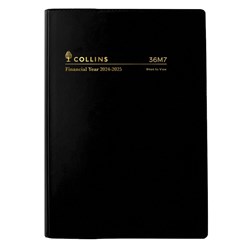 Collins Financial Year Vinyl Diary A6 Week to Opening Black