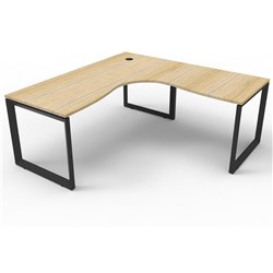 Deluxe Loop Corner Desk 1500Wx1500Wx750D Oak Top Black Frame