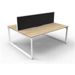 Deluxe Loop Workstation 2 Person With Screen 1500Wx750D Oak Top White Double Frame