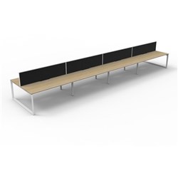 Deluxe Loop Workstation 8 Person With Screen 1200Wx750D Oak Top White Double Frame