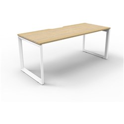 Deluxe Loop Desk No Screen 1200Wx750D Oak Top White Frame