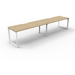 Deluxe Loop Workstation 2 Person No Screen 1500Wx750D Oak Top White Single Frame