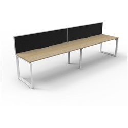 Deluxe Loop Workstation 2 Person With Screen 1800Wx750D Oak Top White Single Frame