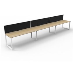 Deluxe Loop Workstation 3 Person With Screen 1200Wx750D Oak Top White Single Frame
