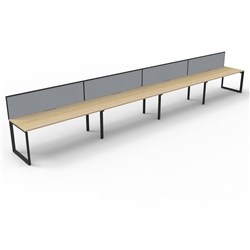 Deluxe Loop Workstation 4 Person With Screen 1800Wx750D Oak Top Black Single Frame