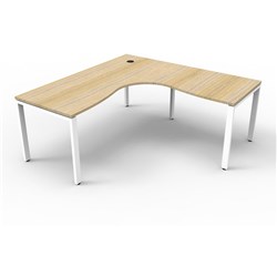 Deluxe Profile Corner Desk 1800Wx1800Wx750D Oak Top White Frame