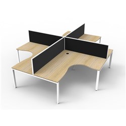 Deluxe Profile Corner Workstation 1800Wx1500Wx750D Oak Top White Quad Frame